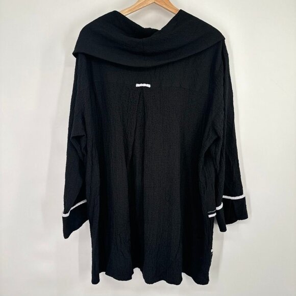 Ali Miles Black Cowl Neck crinkle Tunic Top size 2X plus Pockets women's - Picture 11 of 12